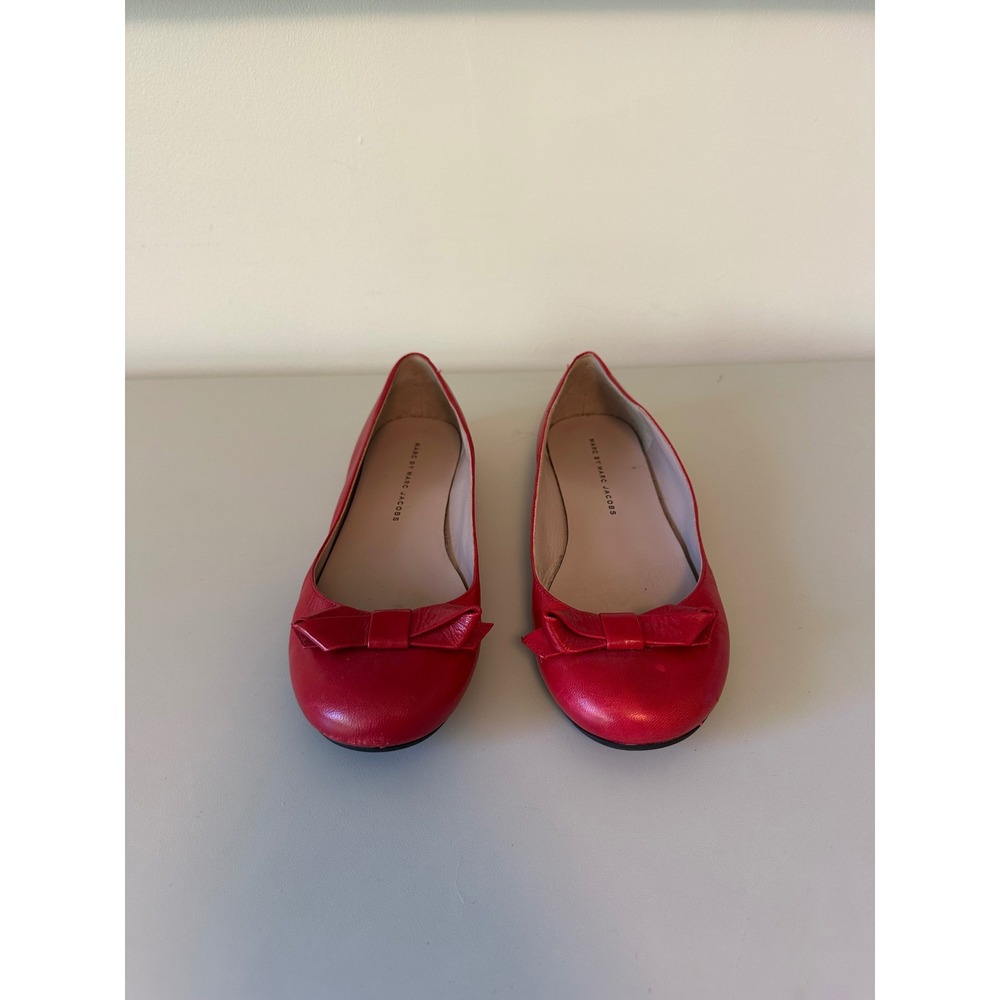 Marc by Marc Jacobs Red Leather Bow Ballet Flats Round Toe | Size 37